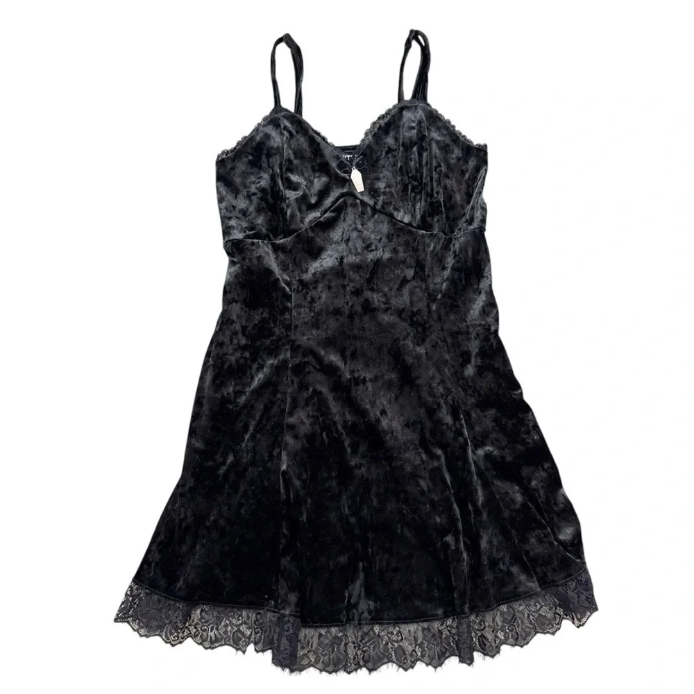 Hot Topic Black Velvet Slip Dress Small - Picture 2 of 11